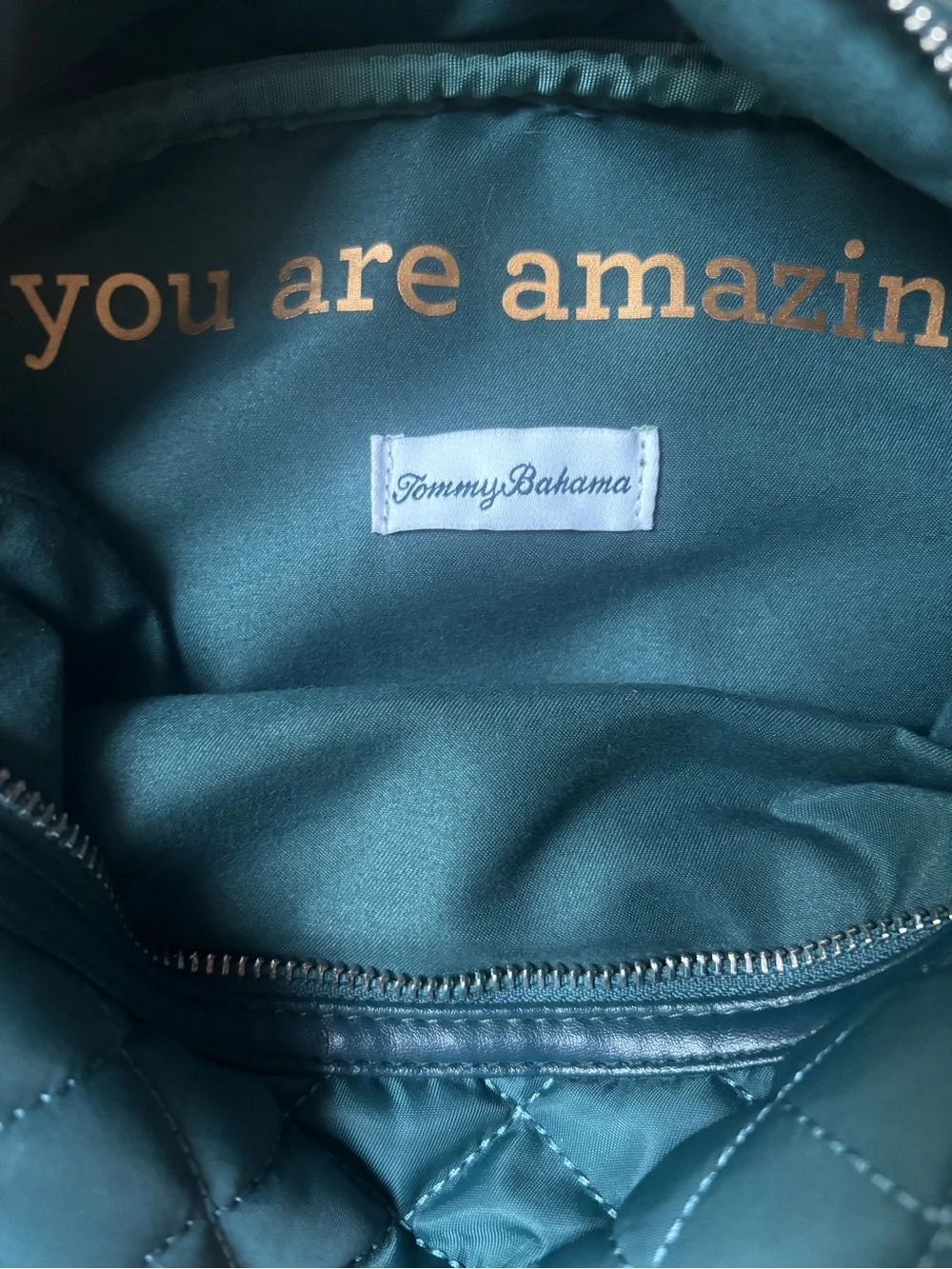 Tommy Bahama Day Trip Quilted Backpack in teal.